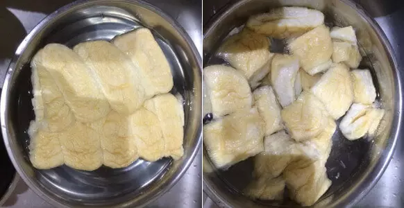 くるま麩を水で戻す